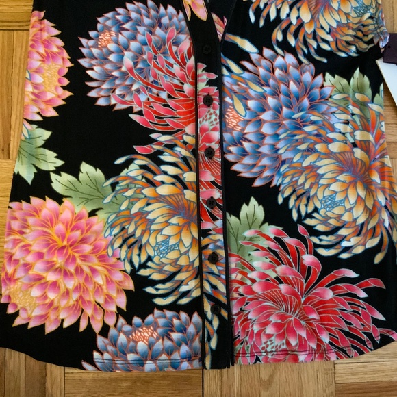 Hale Bob Lucia Floral Top Printed Blouse Tank Button Up Bold Flower Shirt NWOT - Picture 4 of 6